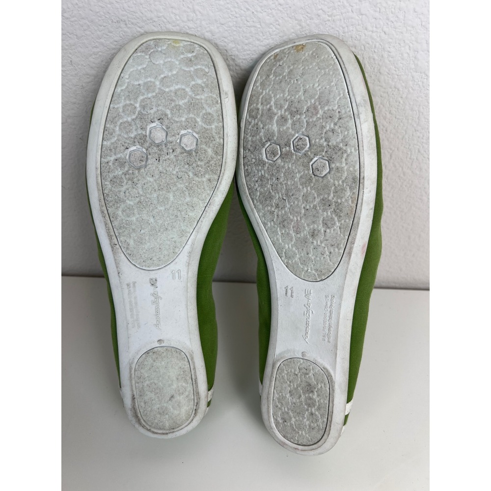 American Eagle Green Canvas Ballet Flats Bow Slip On Casual Shoes Y2K US 11 - Picture 6 of 6
